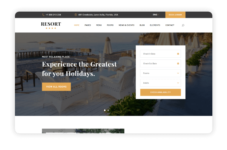 Resort Plus Home Page Variant 3