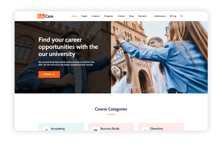 Edu Care Home Page Variant 2