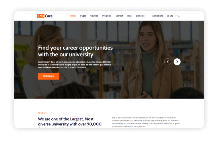 Edu Care Home Page Variant 3
