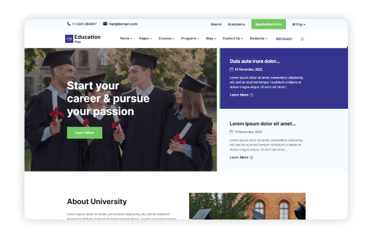 Education Plus Home Page Variant 1
