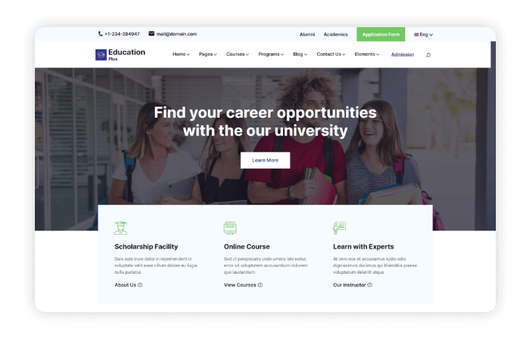 Education Plus Home Page Variant 3
